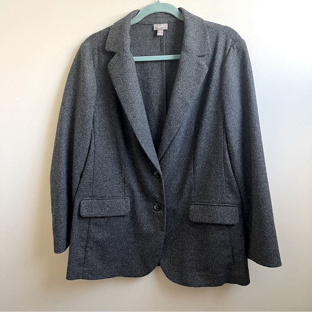 J.Jill gray tweed stretch jacket blazer business work women Size M